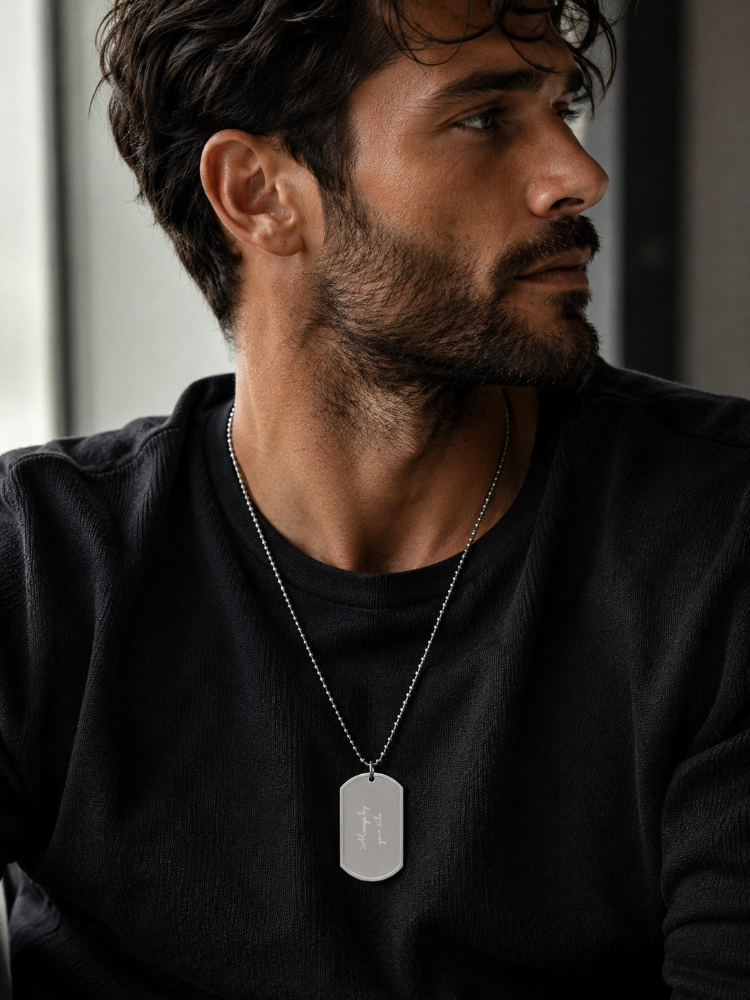 Personalized Dog Tag Necklace for Him, Custom Engraved Mens Necklace, Boyfriend Gift, Husband Gift, Anniversary Gift for Men