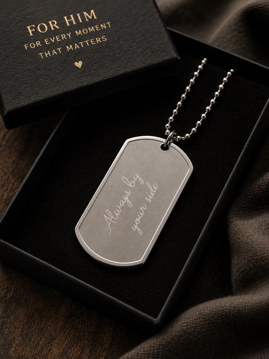 Personalized Dog Tag Necklace for Him, Custom Engraved Mens Necklace, Boyfriend Gift, Husband Gift, Anniversary Gift for Men