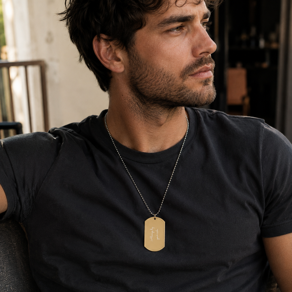 Personalized Dog Tag Necklace for Him, Custom Engraved Mens Necklace, Boyfriend Gift, Husband Gift, Anniversary Gift for Men